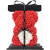 ZENZERO® - ORSO ROSA - ORSETTO ricoperto di ROSE in PE - Orsacchiotto in Confezione Regalo - Dimensioni 10 (26x17cm) - Pezzi: 1 - disponibili vari COLORI - Colore: (ROSSO CUORE BIANCO)