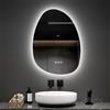 EMKE Specchio da Bagno con Illuminazione Asimmetrica - 65 x 45 cm - Anti-Appannamento, Specchios LED, 3 Colori di Luce Regolabili, Interruttore Tattile, Funzione Memoria - Specchi da Bagno