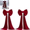 Generico Velluto Per Albero Di Natale,Fiocco Puntale Albero Di,50,8 X 38,1 Cm, Extra Large, In Velluto Rosso, Con Sentiero Lungo 3 M,Per Decorare La Parte Superiore Dell'albero Di Natale (2, Rosso)