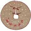 AmaJOY, tappeto per albero di Natale Merry Christmas (lingua italiana non garantita), di iuta, con fiocchi di neve bianchi. Decorazione festiva per le vacanze di Natale