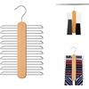 BOBOZHONG Portacravatte in Legno con 20 Barre Cromate Anti-Scivolo & Gancio Girevole 360° - Organizzatore per Cravatte, Cinture e Sciarpe, Accessorio Armadio Elegante (30x15 cm)
