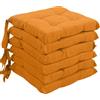 Viterbo Biancheria Set 6 Cuscini Sedia Coprisedia 4 Punti Imbottiti Con Lacci Codice66 (Arancione Chiaro)