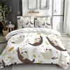 XCQHZYQ Copripiumino una Piazza e Mezza Bambini 150 x 200 cm Bradipo Animale Dei Cartoni Animati Stampato 3D Set Copripiumino Set Biancheria da Letto Poliestere cotone con Cerniera e 1 Federa