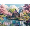 DAERLE DIY Kit Pittura Diamante Giardino con fiori di ciliegio, 5D Diamond Painting Kit Completo per Adulti Paesaggio, Strass Arte e Artigianato Fai da Te, Decorazione per Casa e delle Pareti 40x30cm