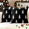 JOTOM Set di 2 Federe per Cuscini Natalizi 55 x 55 cm, con Stampa su Entrambi i lati, Decorative per Divano, Letto e Divano, Decorazione Invernale per Casa, Divano e letto (Nero)