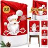 KESSER® Set di 2 coprisedie natalizie, cappello da Babbo Natale, decorazioni natalizie per sedie con design natalizio