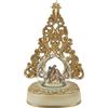 Baroni Home Palla di Neve in Vetro, Resina e Acciaio, Globo di Neve di Natale Raffigurante Natività, Elegante Decorazione Natalizia, Diametro ⌀ 6,5 cm, Nativita' con Albero