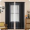 GAIFNAG Voile Tende Lino Tenda a Pannello Tende 260 x 60 cm Morbide Tinta Unita Tenda Isolante, Vari Colori Tendine Finestra a Vetro, Tende Soggiorno per Porta Finestra, Decorazione, Nero