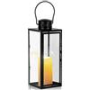 Bocguy Lanterna Portacandele alta 35 cm, Lanterne a Candela Decorative in Metallo, Lanterna da giardino per Decorare la Casa, Soggiorno, Feste, Eventi, Tavolo, Interni ed Esterni - Nero