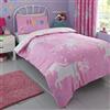 Bedlam Set copripiumino reversibile per bambini, motivo unicorno, con stampa bagliore al buio, 2 pezzi, multi, singolo, rosa fluo