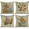 Benjia 4 Pezzi Federe Cuscini Autunno Copricuscini 40x40 cm, Acquerello Zucca Foglia d'acero Decorativi Halloween Giorno del Ringraziamento per Cuscino Divano Letto casa Decorazione 40 x 40 cm