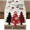 JOTOM Runner da tavola di Natale, 40 x 240 cm, con alberi di Natale rossi, Buon Natale runner da tavola invernale Xmas per cucina, sala da pranzo, decorazione per interni, casa, fattoria, feste