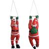 [en.casa] Figura di Babbo Natale Arrampicatore su Scala di Corda - Altezza totale 165 cm - Decorazione Natalizia per Uso Interno/Esterno