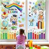 decalmile Adesivi per Finestra Gufi Lettura Libri Decalcomanie per Finestre Non Adesiva Vetro Pellicola Arcobaleni Educativo Adesivi Anti-Collisione Finestra Vetro Porte Aula Decorazione