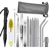 WANGCL Set di 14 Aghi in Paracord Paracord FID Accessori con Punta Marlin e Dado di prolunga in Acciaio Inox Aghi per Allacciatura lisciante (Nero)