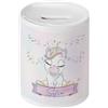 irpot Salvadanaio Personalizzato con stampa a scelta e nome in ceramica bianca idea regalo per bambini ragazzi (Unicorno new)