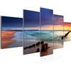 Runa Art Murali Da Parete Spiaggia Mare 5 Pezzi Quadro Tela Non Tessuta Decorazione Soggiorno Onda Blu Rosa 607852a