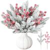 YIYA 30 Pezzi di Rami di Pino Artificiali con Innevato Rami di Abete Finto per Decorazioni Natalizie per Decorazioni Casa Ghirlande Fabbricazione e Vaso e DIY Artigianato di Festa