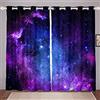 Loussiesd Tende per finestra, a tema galassia/spazio/cosmo/via lattea/cielo stellato, per bambini, ragazzi e ragazze, ultra morbide, colore: blu/viola, 132 x 228,6 cm (larghezza x lunghezza)