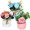 Vegena 3 Pezzi Fiori Artificiali,Fiori Finti per Decorazioni,Piante Artificiali Finti in Vaso,Fiori di Ortensie,Piante Finte da Esterno Bouquet Fiori Artificiali per Desktop Ufficio Casa Cucina Patio