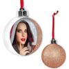 Generico Palla sfera Natale glitter in plastica rigida personalizzata con retro glitterato carica la tua foto (Caramel)