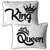 Babloo Coppia di Federe per Cuscini Letto Matrimoniale King e Queen con Corona Idea Regalo per San Valentino Copricuscino per Decorazione Camera