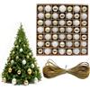 LIUYIDM Palle Natalizie Set da 49 Pezzi Set Decorazioni Albero di Natale 3 cm Palline di Natale Bianche e Oro con 10 Metri di Filo d'oro, Adatto per Decorazioni Natalizie (Bianco Dorato)