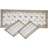 Russo Tessuti Tris Centri Centrini Runner Rose Decoro Mobile Tavolo Centro Roses Arredo Casa-Beige