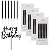 Anseom 24 candele di compleanno nere per torte, decorazioni lunghe e sottili, candele per torta di buon compleanno, per ragazze, ragazzi, uomini, donne, decorazione per feste e matrimoni, 10 cm