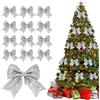 FePen Fiocchi Albero di Natale, 12 Pezzi Fiocchi Natalizi Glitterati, Decorazioni Albero di Natale, Addobbi Albero di Natale, per Natrimoni, Celebrazioni, Regalo Decorare (Argento)