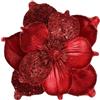 GL-Turelifes, 6 fiori di Natale grandi glitterati da 10 pollici, fiori artificiali di magnolia, ornamenti pieghevoli per decorazioni dell'albero di Natale, decorazioni per albero di Natale