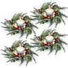 LATERN 4 Pezzi Anelli di Candele di Natale, 20CM Ghirlanda Artificiale di Bacche Rosse Anello Candela con Aghi di Pino Innevato per Pilastri Centrotavola Porta D'ingresso Natale Tavolo Decorazione