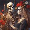 Bowetile Diamond Painting Kit Completo Ragazza Rosa e Teschio, Pittura 5D Diamante Halloween Scheletro per Adulti , Principianti con Strass Ricamo a Punto Croce, Decorazione Casa e Pareti 30x30 cm