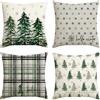 Artoid Mode Federe per cuscino con strisce, pois, alberi, pini, fiocchi di neve di Natale, set da 4, 40x40 cm, Federa decorativa per cuscino natalizia, copripiumino per divano