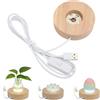 Hapivida Basi in Legno per Lampade LED Rotonda, Elegante Base in Legno di Quercia con Luci Colorate, Diametro 8cm, per Cristalli, Gioielli e Decorazioni, Illuminazione per Mostre e Tavoli