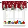 Tokusyou - Tenda per finestra di Natale, tenda decorativa per Natale, rosso, con motivo di pupazzo di neve e albero di Natale, oscurante, per bistrò, per cucina, per finestra, B 137 × H 45 cm