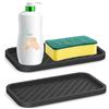 YUNYU Set di 2 vassoi in silicone resistente al calore, scolapiatti antiscivolo ispessito per piano di lavoro della cucina, tappetino scolapiatti e organizer con strisce antiscivolo (nero)