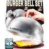 SMASHI BURGER SMASHI® Set di 2 campane per Smash Burger - Coperchio in acciaio inox 304 per fondere formaggio e trattenere il calore - Diametro 16 cm - Include ricettario digitale da 25 Smash Burgers