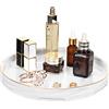 Shinowa Vassoio in Ceramica Rotondo, Vassoio da Bagno Organizzatore Decorativo Cosmetici Porta Gioielli Profumi Trucchi Portagioie Centrotavola per Candele Sapone per Ingresso Comò - Bianco Marmo