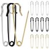 Mewtush 15 PCS Spille da Balia Grandi da 70mm in Metallo, Spille di Sicurezza Extra Large in Argento, Oro e Nero per Pelle, Tela, Coperture e Artigianato