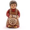 THUN - Donna Tessitrice con Arcolaio - Versione Rossa - Statuine Presepe Classico - Ceramica - I Classici