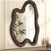 AAZZKANG Grande specchio da parete vintage con cornice in legno, specchi irregolari da appendere, 70 x 50 cm, asimmetrico, per bagno, camera da letto, soggiorno, ingresso, marrone