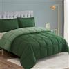 HIG Copripiumino 200x200 cm + 2 Fodere per cuscino 65x65 cm - Trapunta verde certificata Oeko-TEX, cucita a scatola - 1500 g di alternativa alle piume (250 GSM) morbida e soffice