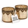 Jinfa Set da 2 Portacandele decorativi vasetti per candele vetro | Cilindrico ORO | Ø10cm, h9cm