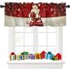 Tokusyou - Tenda per finestre a motivi natalizi, tenda decorativa natalizia rossa, motivo Babbo Natale con fiocchi di neve, scatola regalo, opaca, per bistrò, per finestre L 137 x H 45 cm