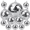 MytaYt 12 Pezzi Sfera a Specchio da Discoteca Argento da Appendere per Feste, Capodanno, Compleanno, Festa a Tema (10/7/5/3/2cm)