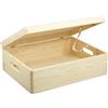 LAUBLUST Grande scatola in legno con coperchio e manici - circa 40x30x14 cm, naturale, FSC® | Scatola multiuso in legno - scatola portaoggetti | Confezione regalo e artigianato | Baule per giocattoli