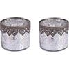 Jinfa Set da 2 Portacandele decorativi vasetti per candele vetro | Cilindrico ARGENTO | Ø10cm, h9cm