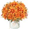 DEMIUKO 4 fasci arancioni artificiali, fiori autunnali, finti dalie, peonie, seta, mazzi di fiori artificiali, fiori autunnali, vaso decorativo per matrimoni, feste, tavolo per interni ed autunnali