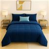 Masters House Biancheria per la Casa Master House Trapunta Piumone Matrimoniale Singola Piazza 1/2 in Morbido e Caldo Velluto per Camera da Letto Elegante e Confortevole (Blu oceano, Matrimoniale 260x265 cm)